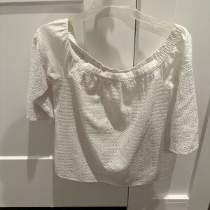 Abercrombie & Fitch White Eyelet Off-Shoulder Blouse